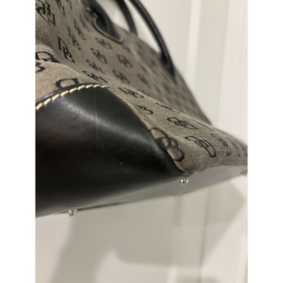 Dooney & Bourke Purse Canvas Medium Handbag Black Logo Canvas Print Tote - Picture 14 of 16